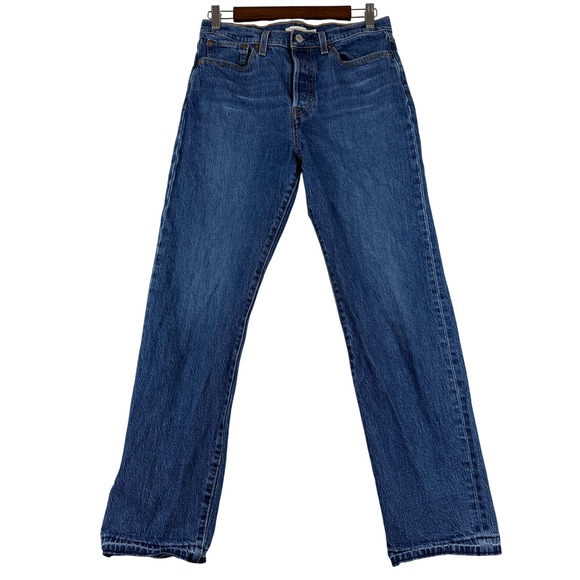 Levi's Premium Wedgie Straight Jeans Women 29x28‎ Medium Wash Big E Button Fly - Picture 1 of 16